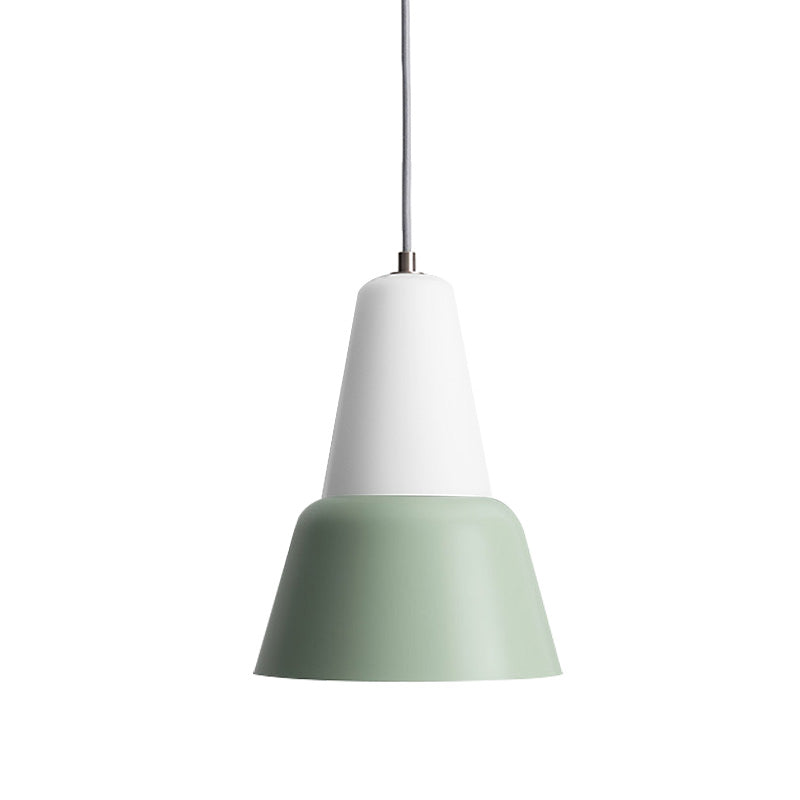 Cone Hanging Light Fixture Macaron Metal 1 Head 6.5"/10.5" Height Pink/Blue/Black Pendant Ceiling Light