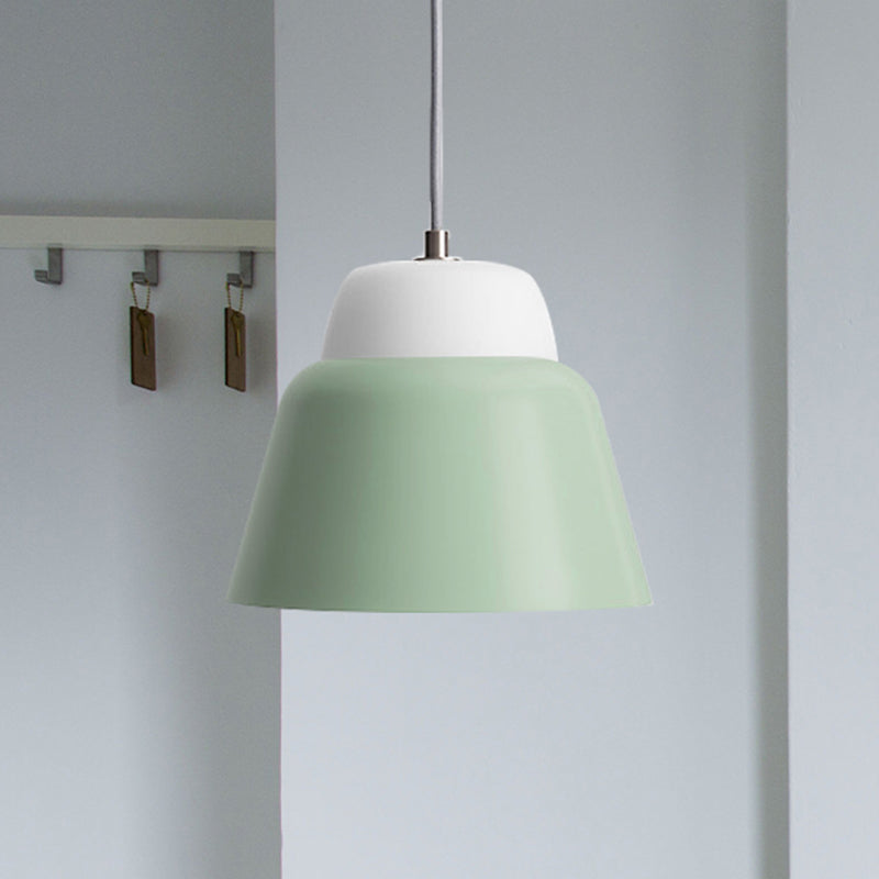 Cone Hanging Light Fixture Macaron Metal 1 Head 6.5"/10.5" Height Pink/Blue/Black Pendant Ceiling Light
