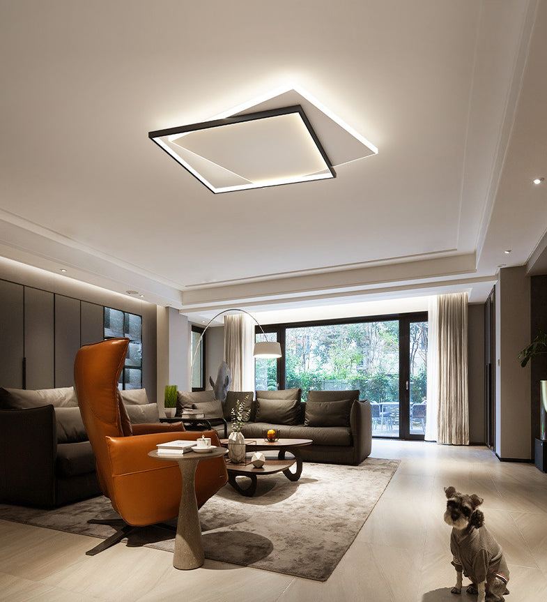 Vierkant metaal dicht bij het plafond Verlichtingsarmatuur Moderne LED zwart-witte inbouwverlichting