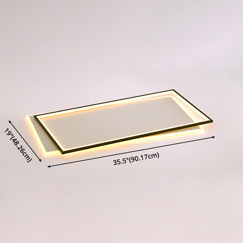 Plafonnier rectangulaire en métal, éclairage de plafond LED simple en noir et blanc