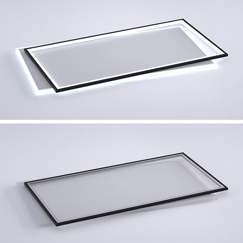 Plafonnier rectangulaire en métal, éclairage de plafond LED simple en noir et blanc