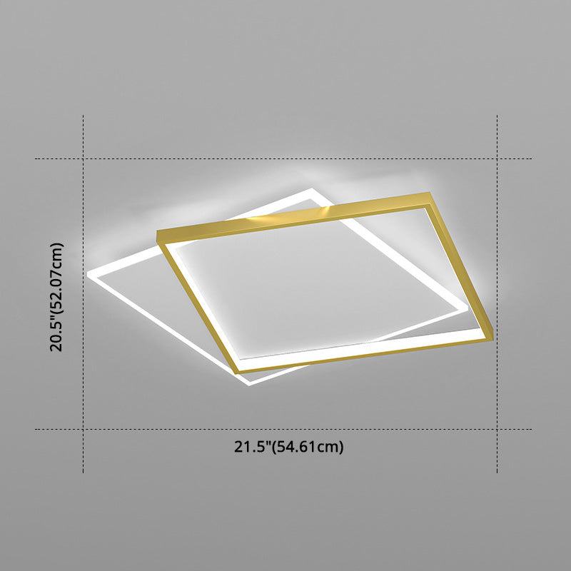 Minimalist Square Flush Mount Light Fixture Metaal LED slaapkamer dicht bij plafond lamp in goud