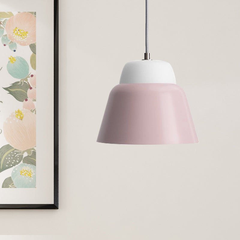 Cone Hanging Light Fixture Macaron Metal 1 Head 6.5"/10.5" Height Pink/Blue/Black Pendant Ceiling Light