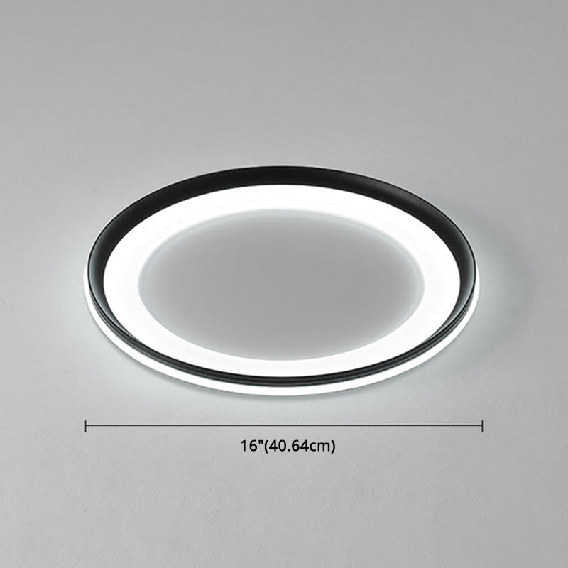 LED Bedroom Close to Ceiling Lighting Minimalist Style Flush Mount Lamp with Circle Metal Shade