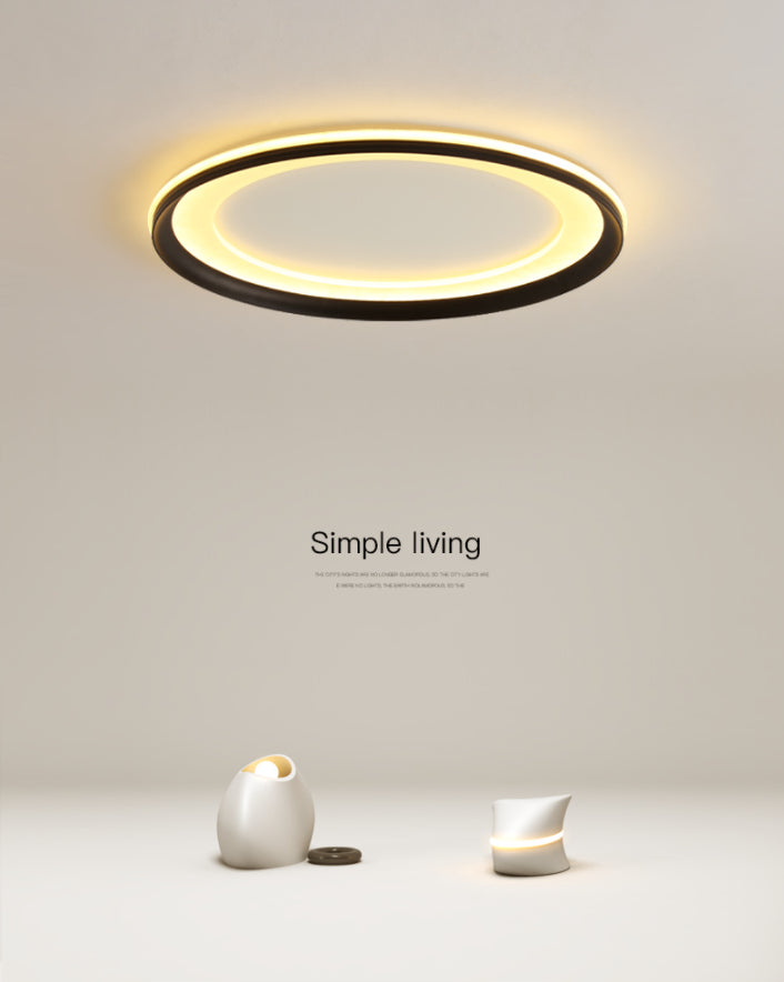LED Bedroom Close to Ceiling Lighting Minimalist Style Flush Mount Lamp with Circle Metal Shade