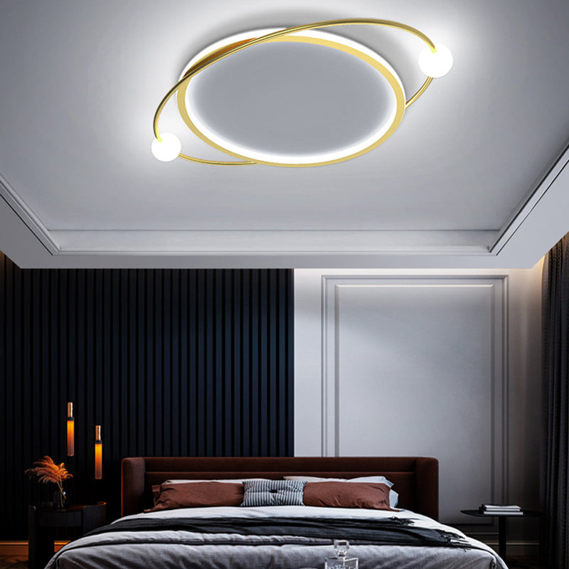 Gold Ring Flush Mount Ceiling Light Simplicity LED Acrylic Close to Ceiling Lamp