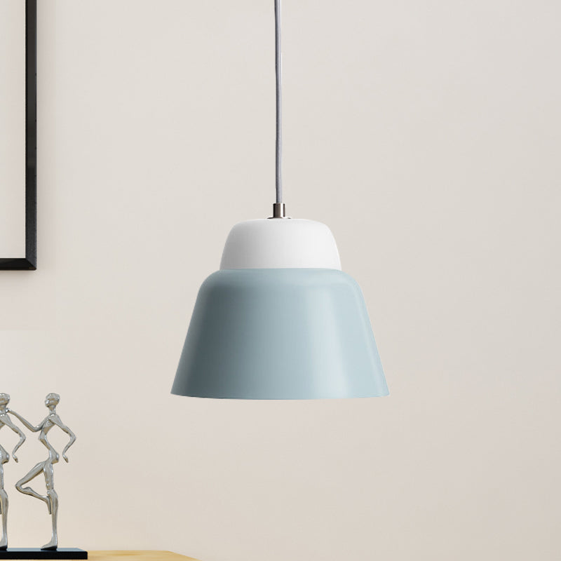 Cone Hanging Light Fixture Macaron Metal 1 Head 6.5"/10.5" Height Pink/Blue/Black Pendant Ceiling Light