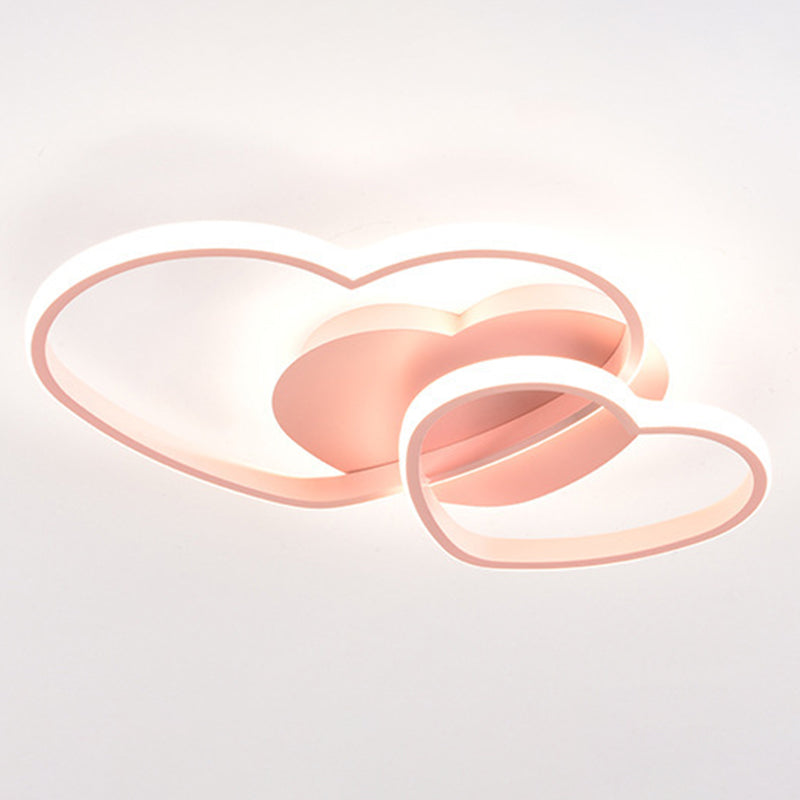 Metal Heart-Shape Flush Mount Lighting Modern Style LED Ceiling Mount Light Fixture