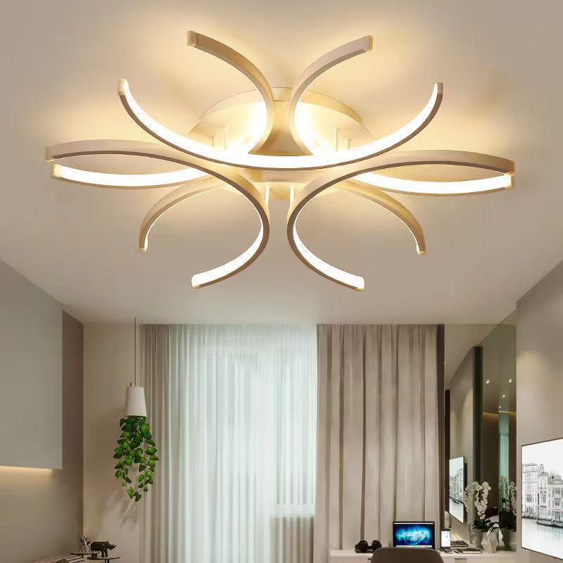 White Petal Flushmount Ceiling Lamp Contemporary LED Metal Flush Mount Ceiling Chandelier