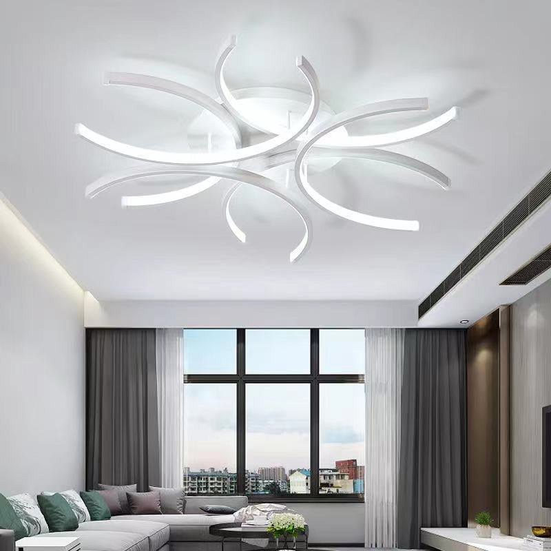 White Petal Flushmount Ceiling Lamp Contemporary LED Metal Flush Mount Ceiling Chandelier