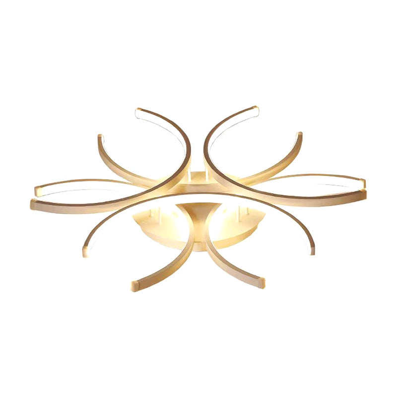 Plafonnier encastré à pétales blancs Lustre de plafond encastré en métal contemporain à LED