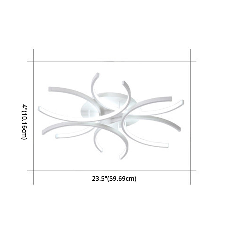 Plafonnier encastré à pétales blancs Lustre de plafond encastré en métal contemporain à LED