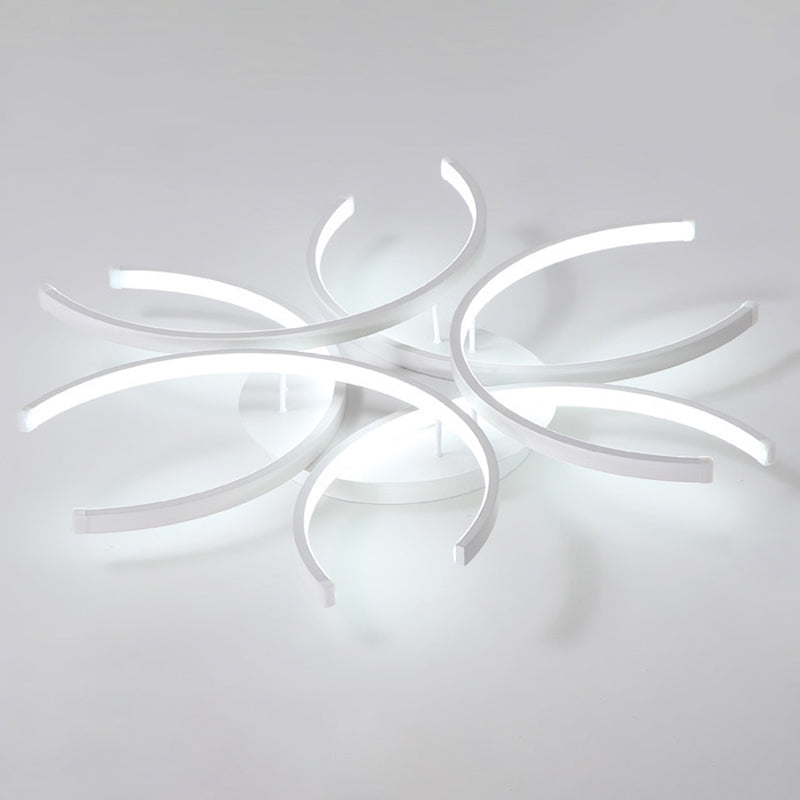Plafonnier encastré à pétales blancs Lustre de plafond encastré en métal contemporain à LED