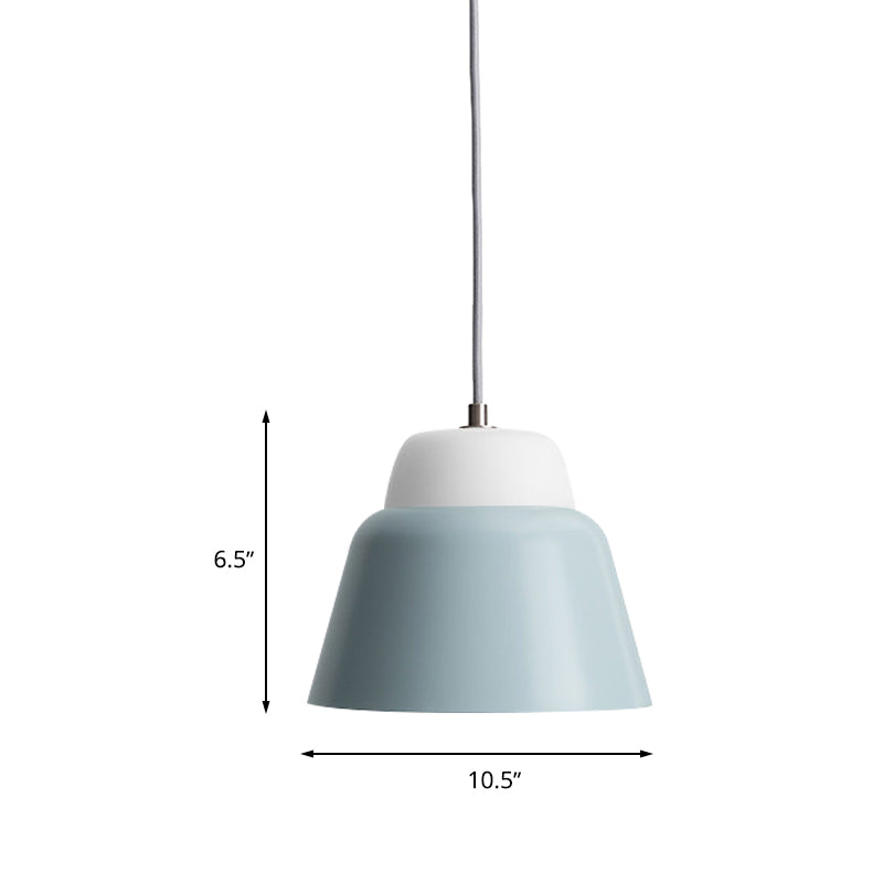 Cone Hanging Light Fixture Macaron Metal 1 Head 6.5"/10.5" Height Pink/Blue/Black Pendant Ceiling Light