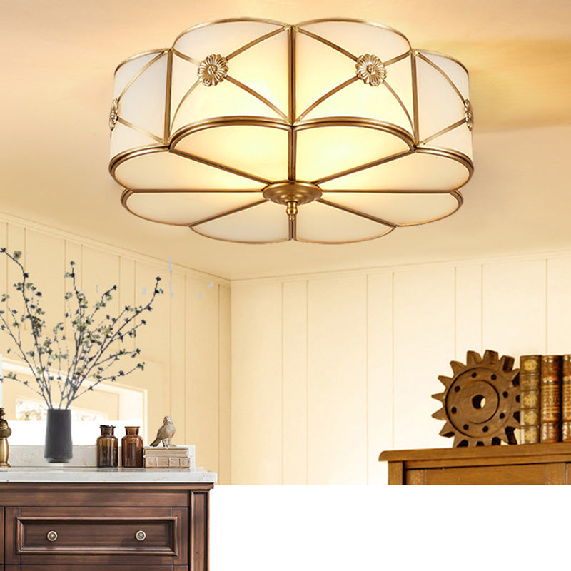 Glass Brass Close To Ceiling Light Clover Traditional Flush Mount Ceiling Light Fixture