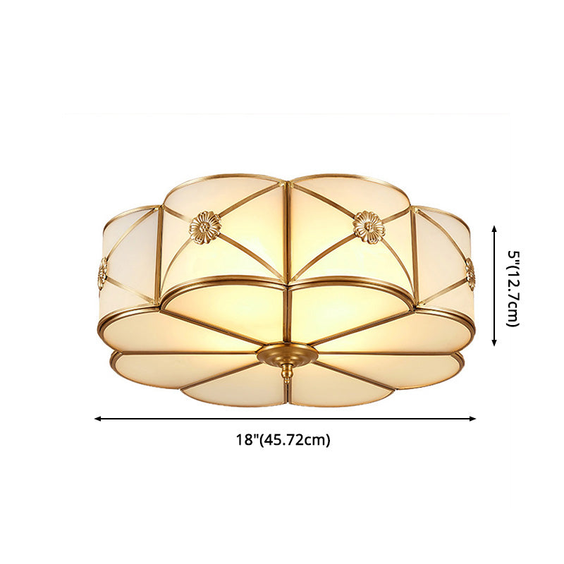 Glass Brass Close To Ceiling Light Clover Traditional Flush Mount Ceiling Light Fixture