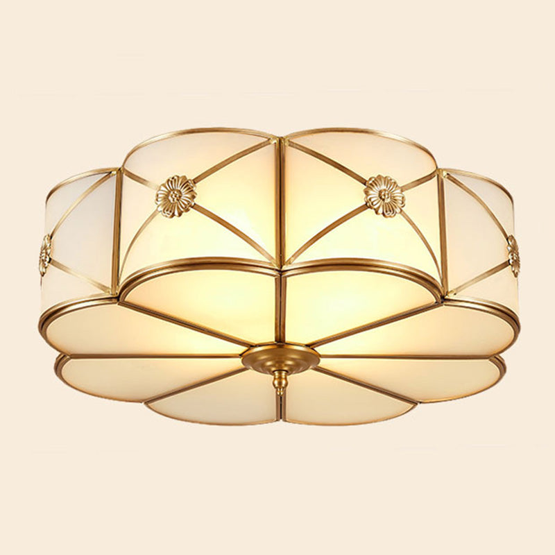 Glass Brass Close To Ceiling Light Clover Traditional Flush Mount Ceiling Light Fixture