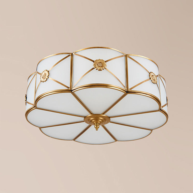 Glass Brass Close To Ceiling Light Clover Traditional Flush Mount Ceiling Light Fixture