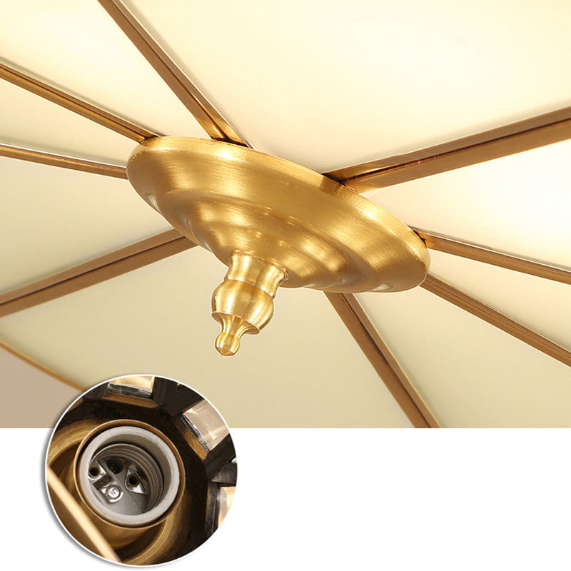 Glass Brass Close To Ceiling Light Clover Traditional Flush Mount Ceiling Light Fixture
