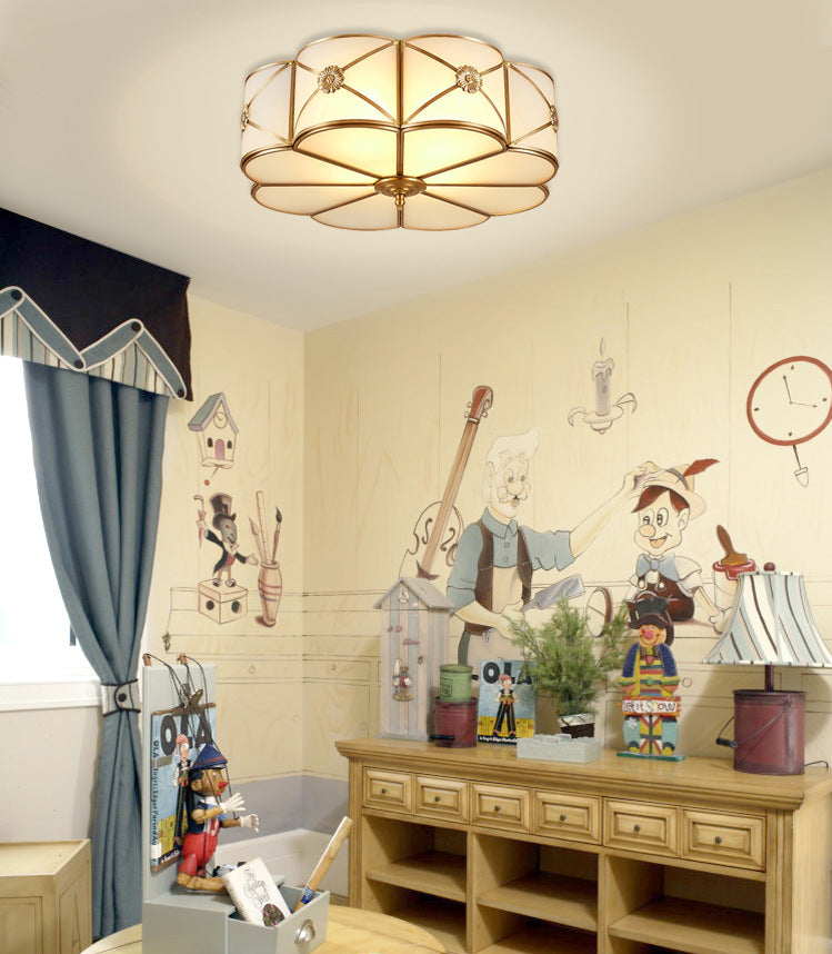 Vetro Brass Vicino A Soffitto Light Clover Tradizionale Flush Monte Soffitto Luce Fissaggio