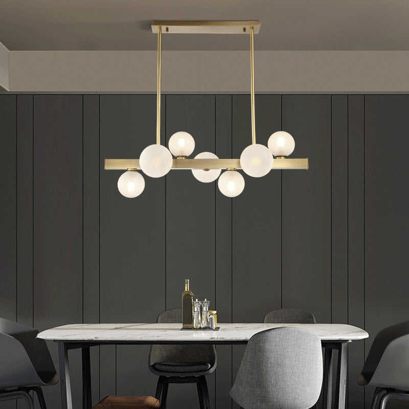 Luce sferica dell'illuminazione dell'isola di vetro in stile moderno ottone a led al soffitto