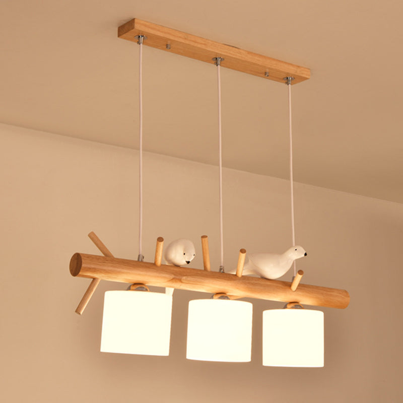 Cylindre en bois suspendu îlot Light Modern Modern Island Lighting Ayémorrat à beige