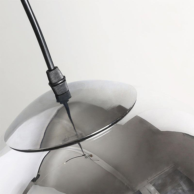 Globe Pendant Light Fixture Vintage Silver and Clear Glass 1 Head Bedroom Hanging Lamp, 6"/8"/10" Wide