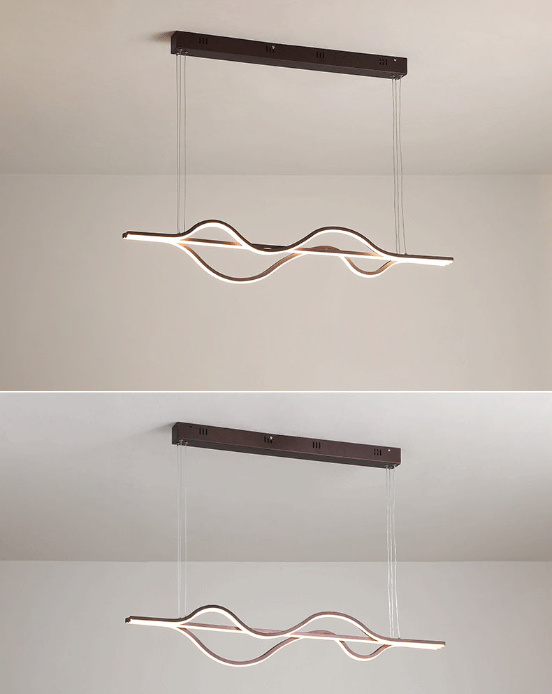 Brown Lines Island Lighting Fixture Contemporary LED Acrylic Hanging Ceiling Light