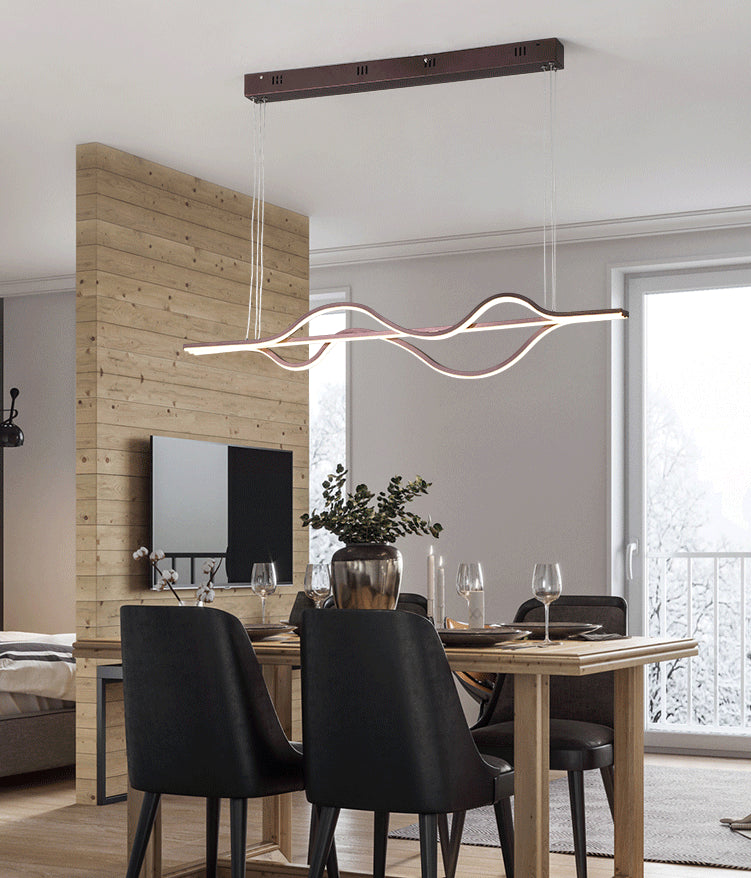 Brown Lines Island Lighting Fixture Contemporary LED Acrylic Hanging Ceiling Light