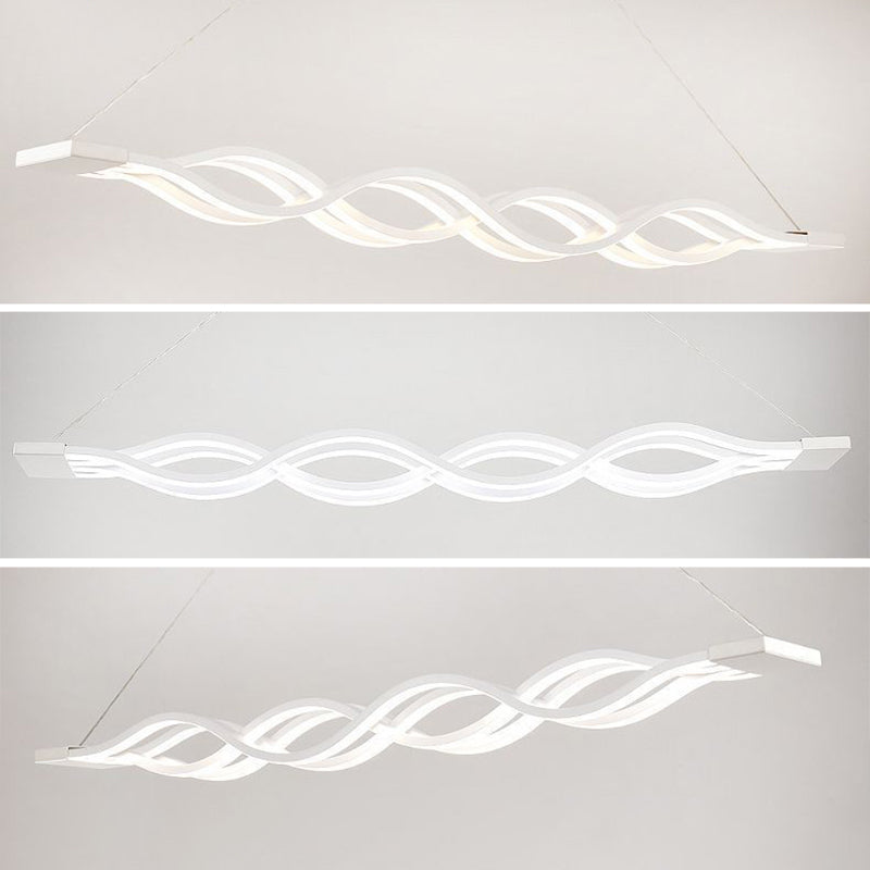 Wave Dinning Room Island Pendant Light Metal LED Contemporary Ceiling Pendant Light in White