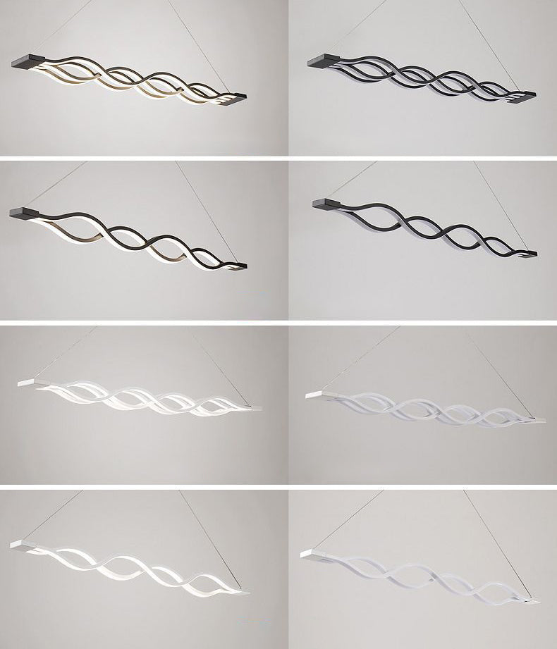 Wave Dinning Room Island Pendant Light Metal LED Contemporary Ceiling Pendant Light in White