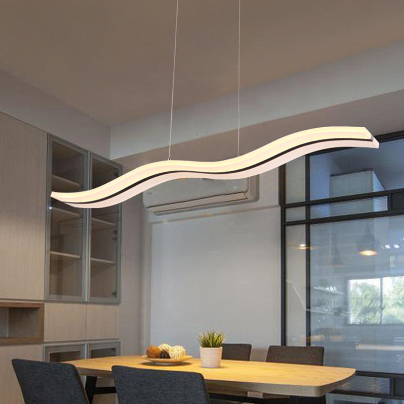 White Wave Island Lighting Fixture Modern Style LED Acrylic Pendant Lighting Fixture