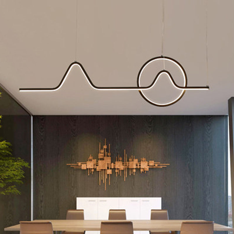 Metal Lines Island Lighting Fixture Contemporary Style LED Island Ceiling Light for Dinning Room