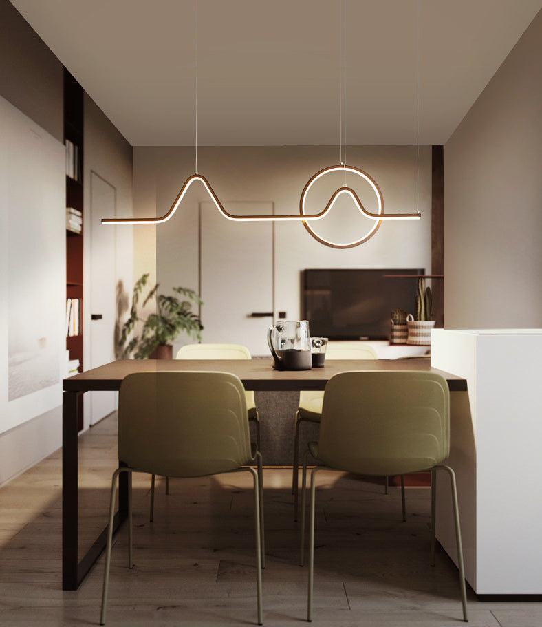 Metal Lines Island Lighting Fixture Contemporary Style LED Island Ceiling Light for Dinning Room