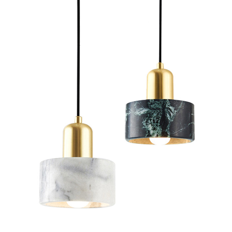 Single Light Marble Hanging Light with Gold Lamp Socket Design Modernism Style Mini Pendant Lamp for Bedroom