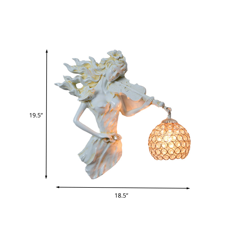 Dome Wall Mount Leichte Vintage Metall und Kristall 1 hellweißes/goldenes Wandleuchten mit Mädchendekoration