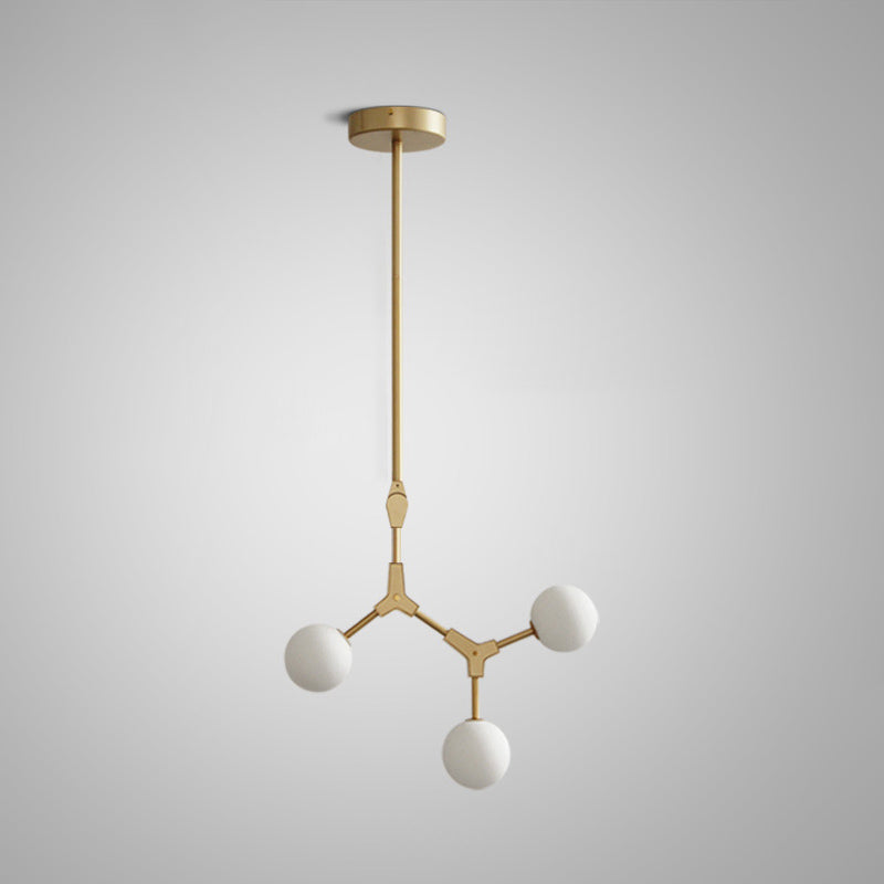 Gold Modern Branch Branch Molecular lampadario molecolare Bianco di vetro Blaccia Aibero appeso per la sala da pranzo in cucina