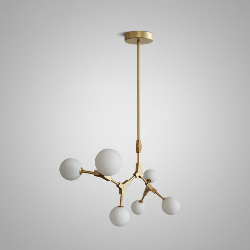 Gold Modern Branch Branch Molecular lampadario molecolare Bianco di vetro Blaccia Aibero appeso per la sala da pranzo in cucina