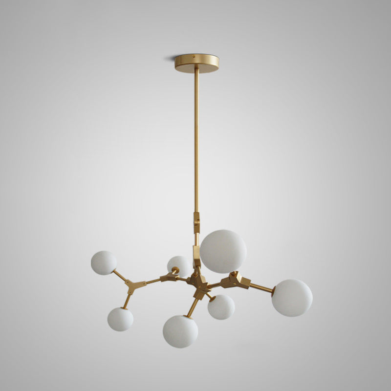 Gold Modern Branch Branch Molecular lampadario molecolare Bianco di vetro Blaccia Aibero appeso per la sala da pranzo in cucina