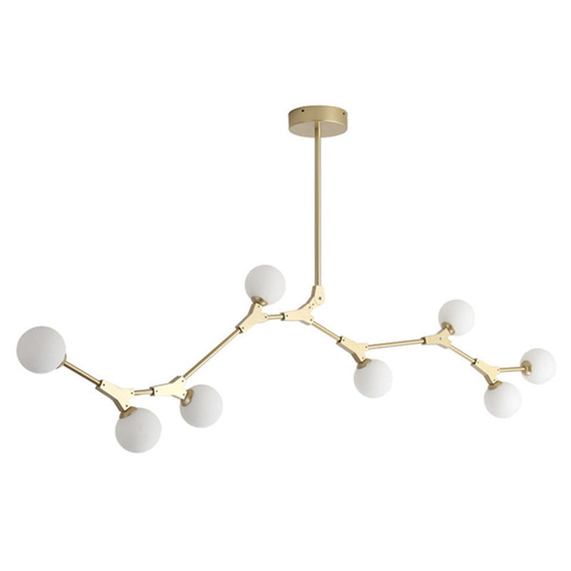 Gold Modern Branch Branch Molecular lampadario molecolare Bianco di vetro Blaccia Aibero appeso per la sala da pranzo in cucina