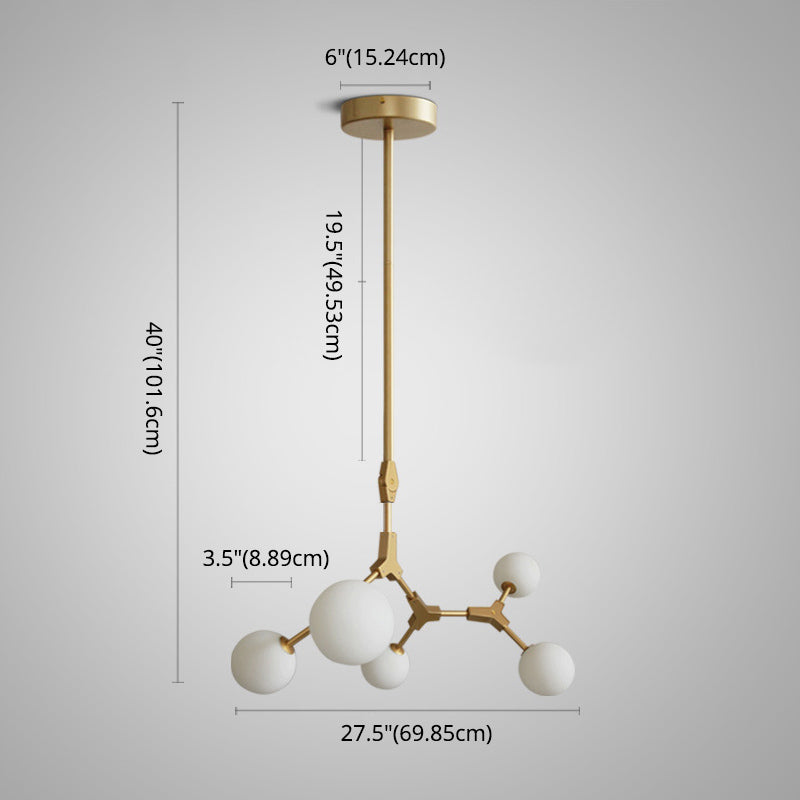 Gold Modern Branch Branch Molecular lampadario molecolare Bianco di vetro Blaccia Aibero appeso per la sala da pranzo in cucina