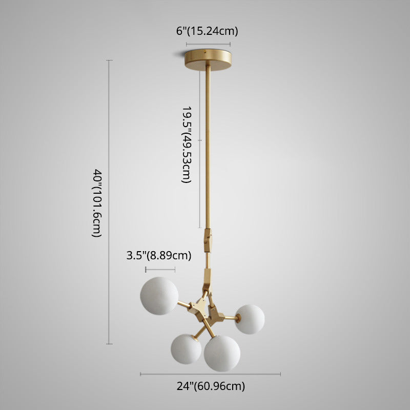 Gold Modern Branch Branch Molecular lampadario molecolare Bianco di vetro Blaccia Aibero appeso per la sala da pranzo in cucina