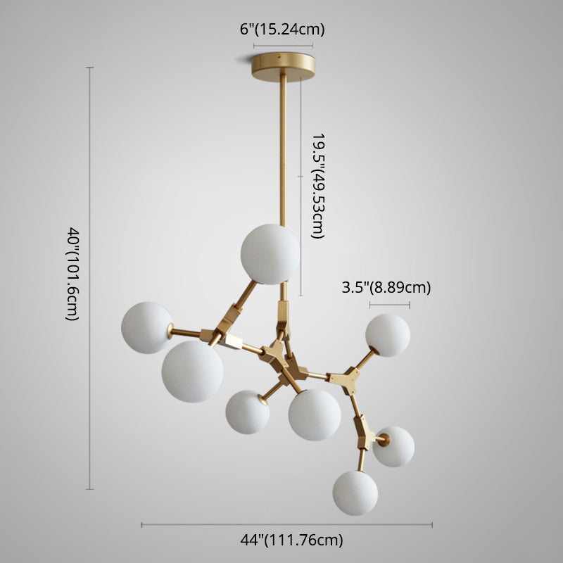 Gold Modern Branch Branch Molecular lampadario molecolare Bianco di vetro Blaccia Aibero appeso per la sala da pranzo in cucina