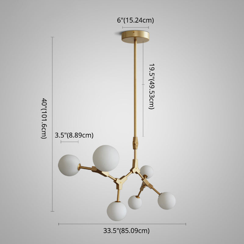 Gold Modern Branch Branch Molecular lampadario molecolare Bianco di vetro Blaccia Aibero appeso per la sala da pranzo in cucina