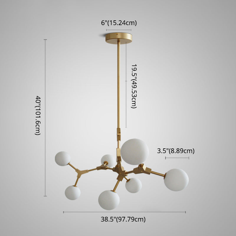 Gold Modern Branch Branch Molecular lampadario molecolare Bianco di vetro Blaccia Aibero appeso per la sala da pranzo in cucina