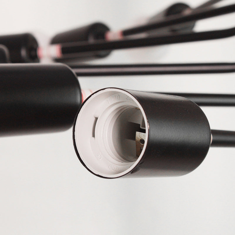 Vintage Iron Spiral Chandelier Light Open Bulbs Industrial Style Black Wrought Iron Stair Hanging Light