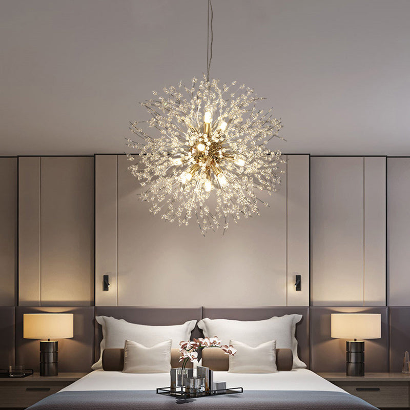 Contemporary Simplicity Style Dandelion Chandelier with Crystal Beads Shade Home Decorative Lighting Fixture for Dining Room