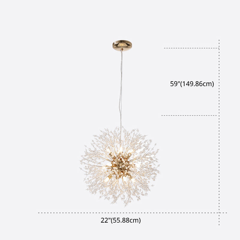 Contemporary Simplicity Style Dandelion Chandelier with Crystal Beads Shade Home Decorative Lighting Fixture for Dining Room