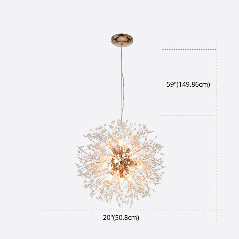 Contemporary Simplicity Style Dandelion Chandelier with Crystal Beads Shade Home Decorative Lighting Fixture for Dining Room