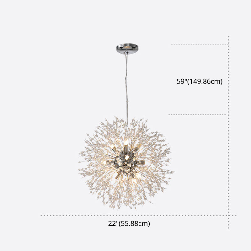Contemporary Simplicity Style Dandelion Chandelier with Crystal Beads Shade Home Decorative Lighting Fixture for Dining Room